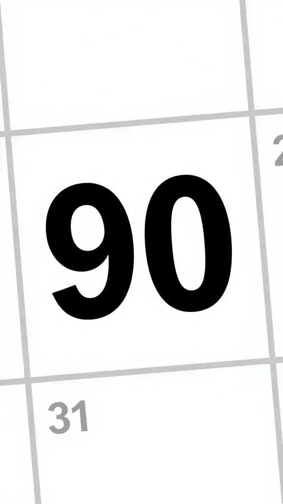 Closeup of a calendar page marking a 90-day milestone