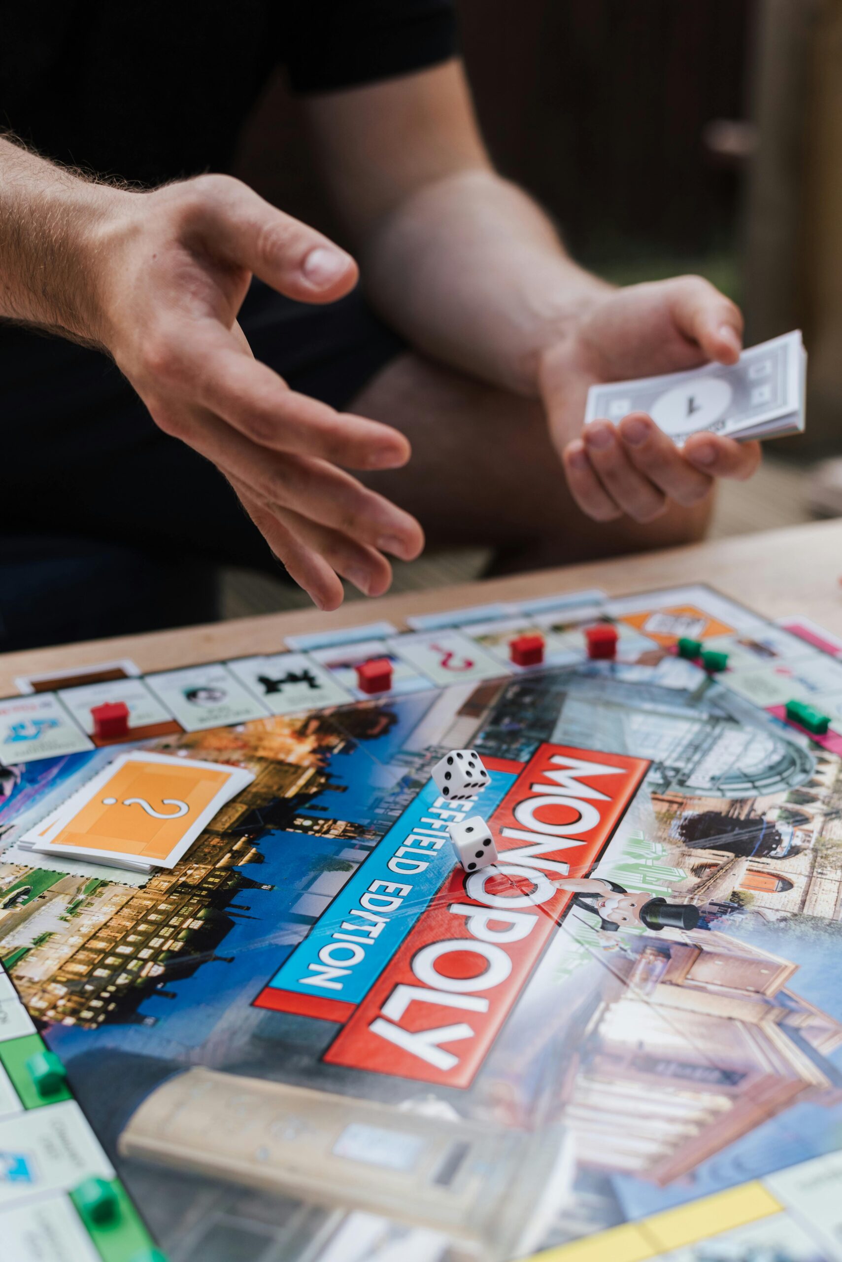 a person playing a board game